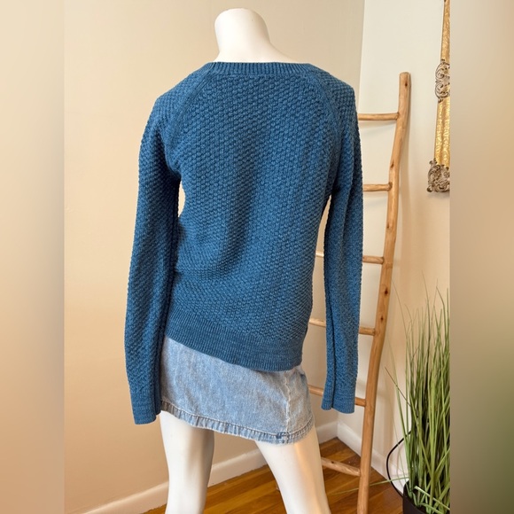Gap Teal Blue Chunky Marl Knit Crew Neck Sweater Medium - Picture 3 of 9
